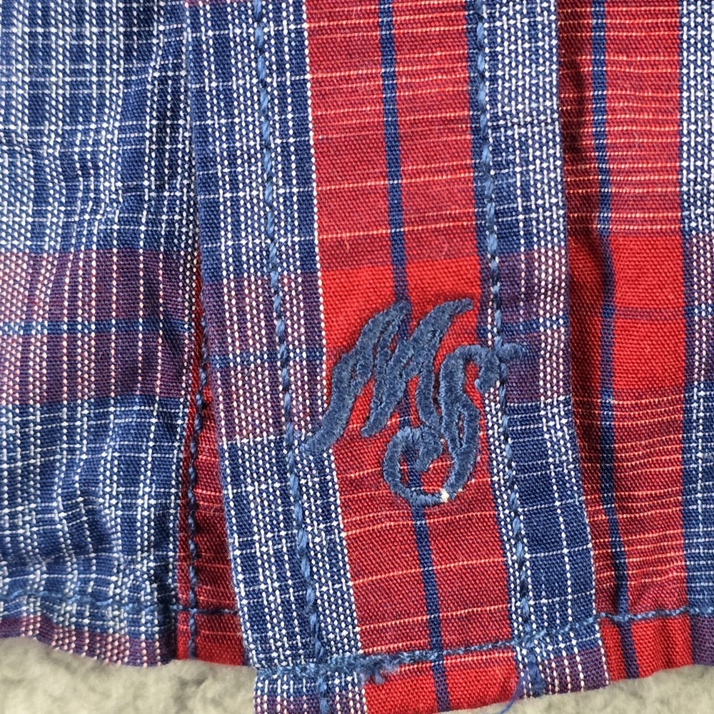 Moon shine Shirt Mens XL Plaid Short Sleeve Pearl Snap Western - Picture 6 of 14